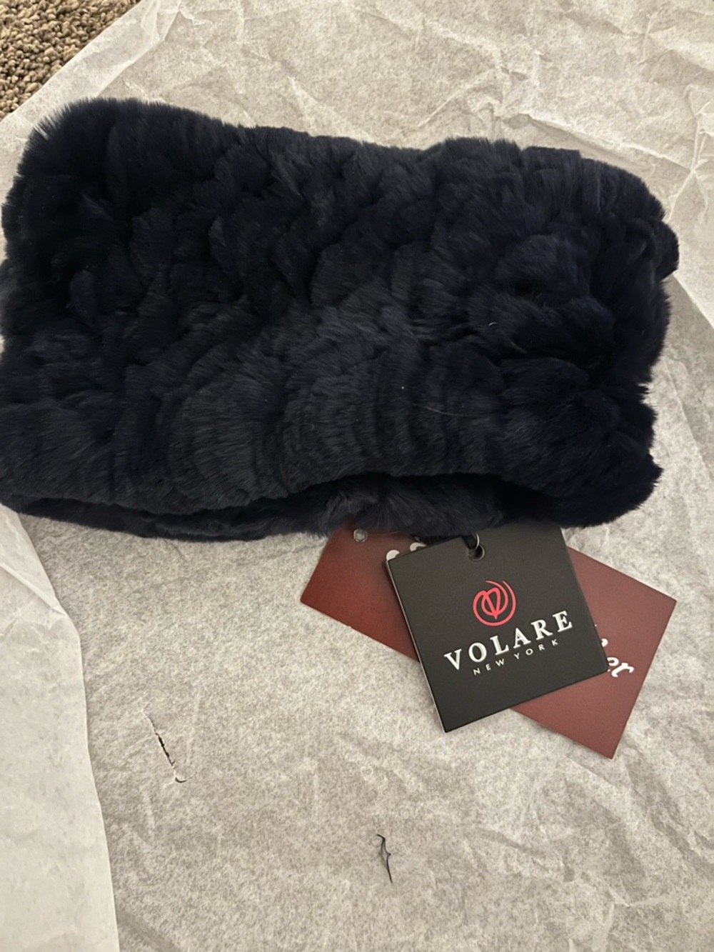 Women's Navy Faux Fur Headband
